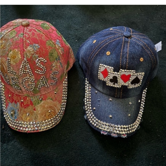 2 Las Vegas Rhinestones Hats Glitz for your girls trip. Have fun get noticed.
